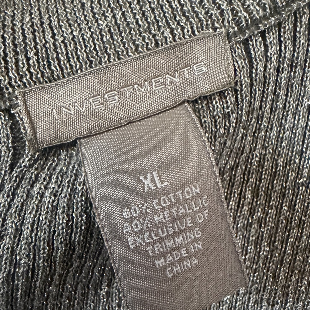 Investments Metallic Gray Crewneck Sweater - XL